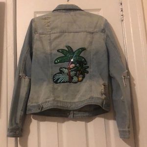 Pineapple and Palm tree denim jacket